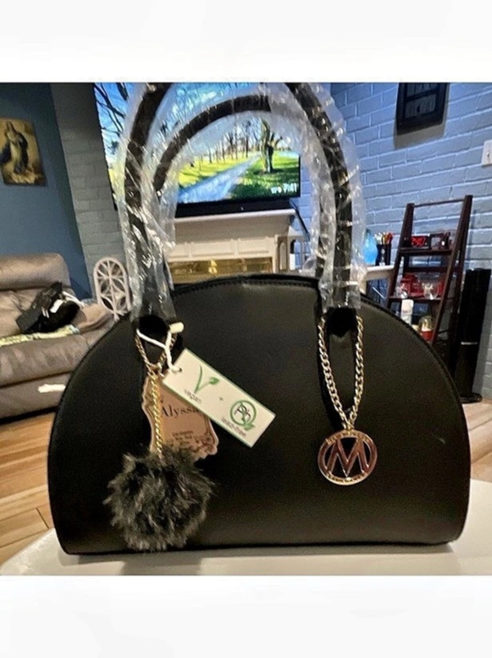 MKF Mia Farrow Collection Alyssa Multi Compartment Satchel Black